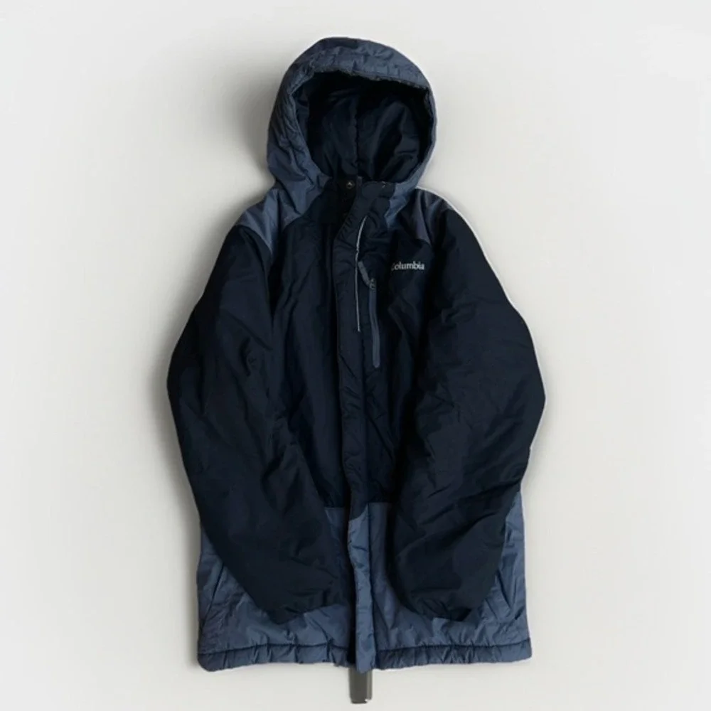 Columbia Winter Coat Boys Youth‎ M Black Gray With Hood Ski Or Sledding